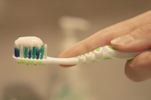 Photo clean teeth with electric toothbrush